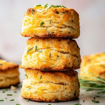 Cheese Scones on a white table.