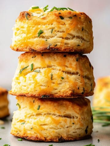 Cheese Scones on a white table.
