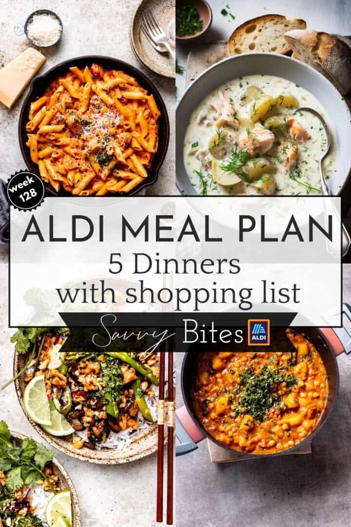 Budget meal plan recipes in a collage.