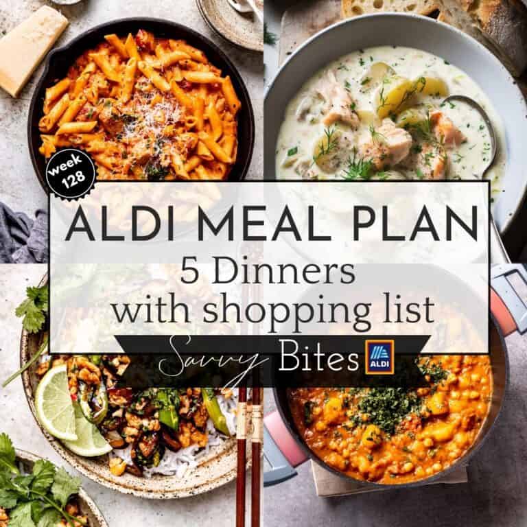 Budget meal plan recipes in a collage.