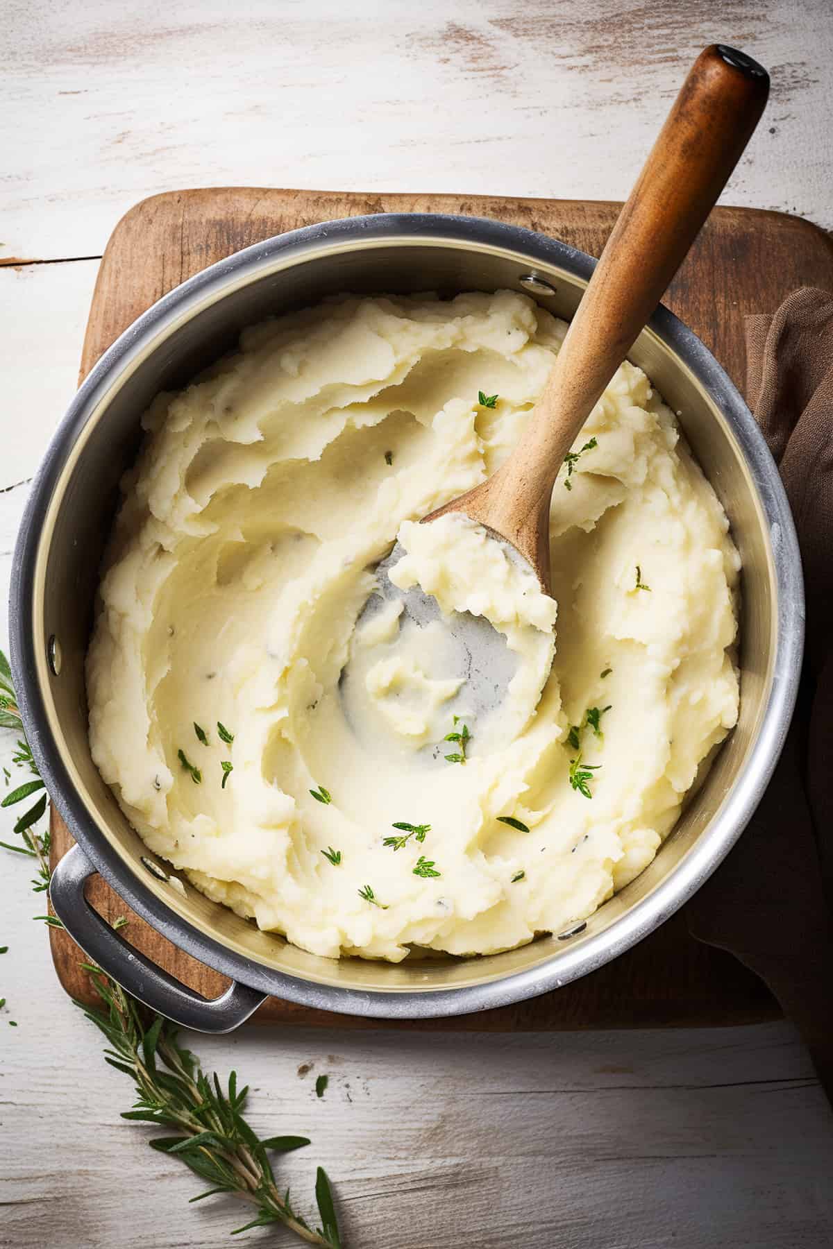 Mashed potatoes for fish pie topping.