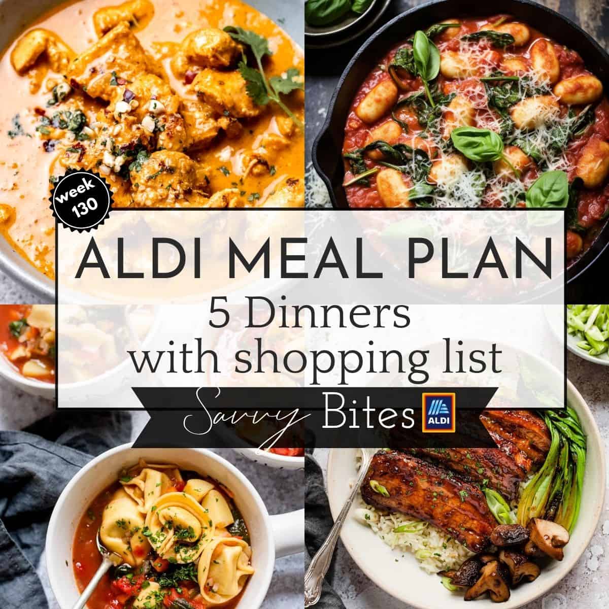 Family budget meal plan full of easy dinners. Photo collage.