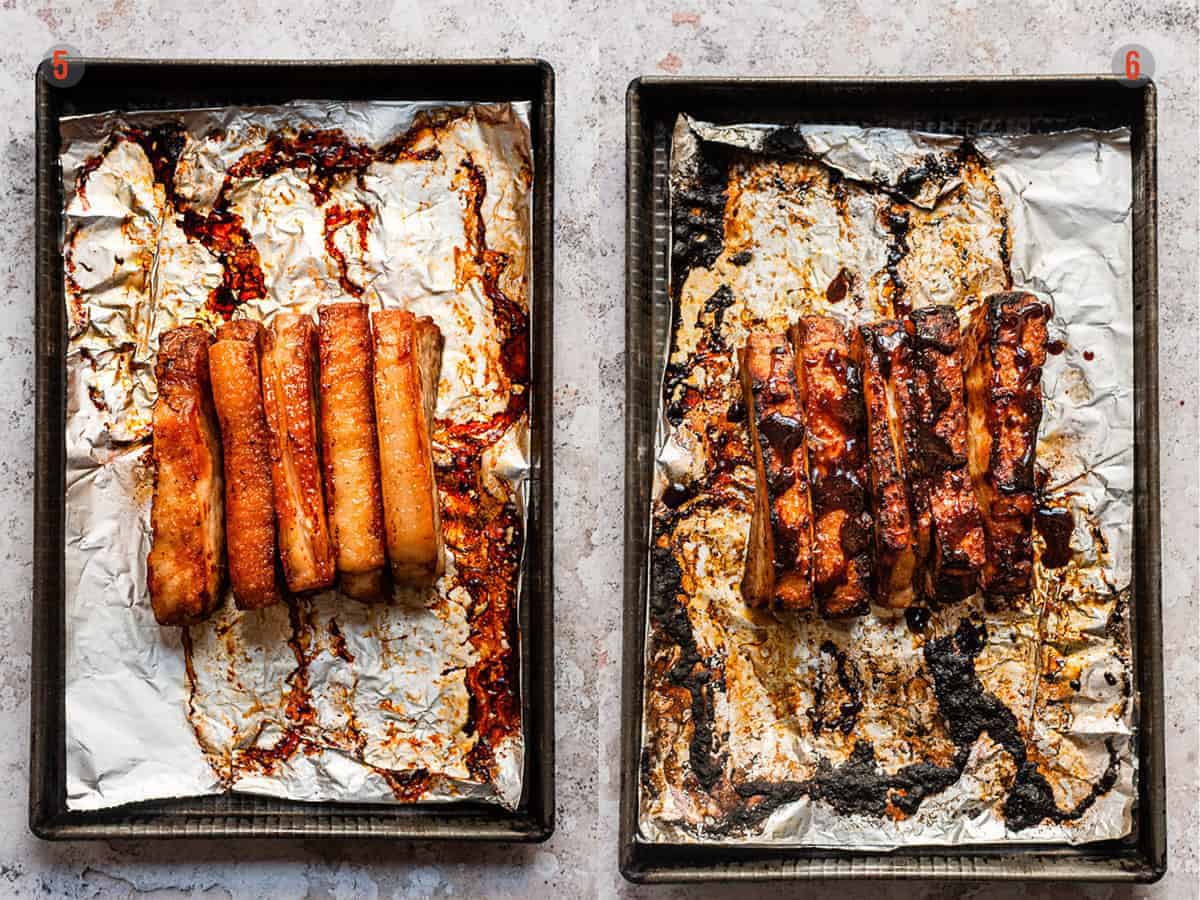 Roasted pork belly glazed with honey garlic sauce.