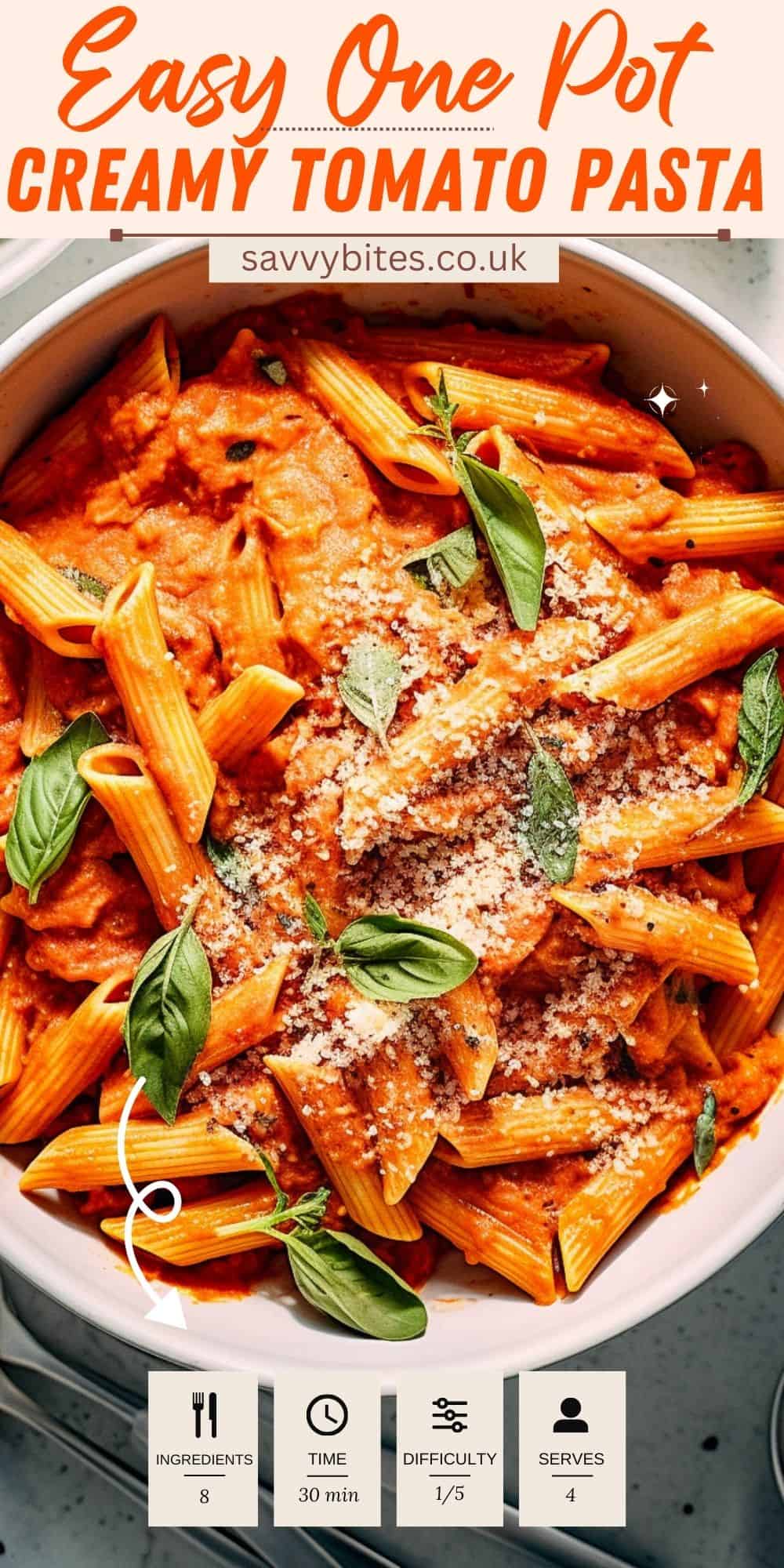 Creamy Tomato Pasta One Pot Recipe Savvy Bites