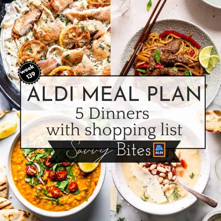 Family budget meal plan photo collage.