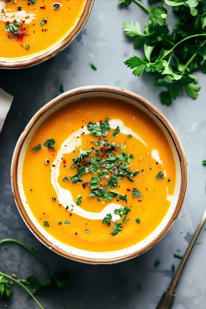 Spicy Butternut Squash Sweet Potato Soup Recipe - Savvy Bites