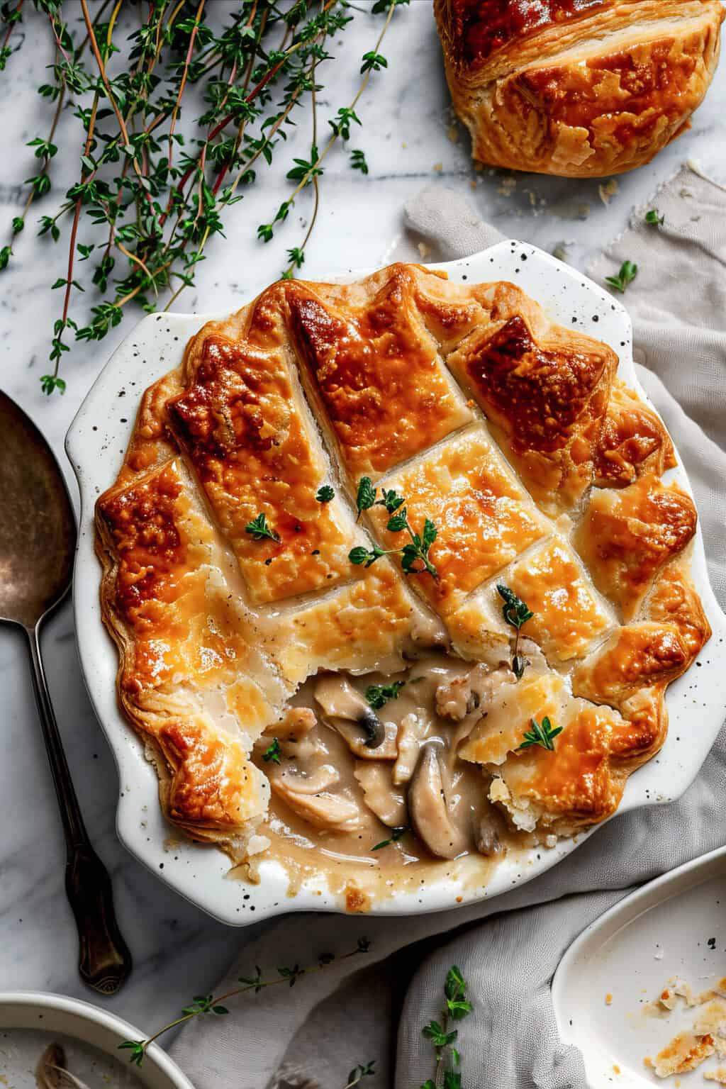 Easy One Pot Chicken and Mushroom Pie - Savvy Bites