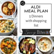 Aldi budget meal plan recipes collage.