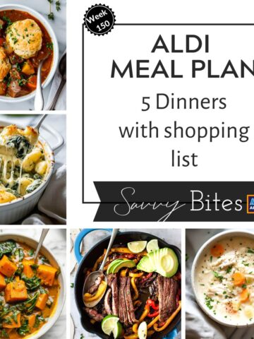 Aldi budget meal plan recipes collage.