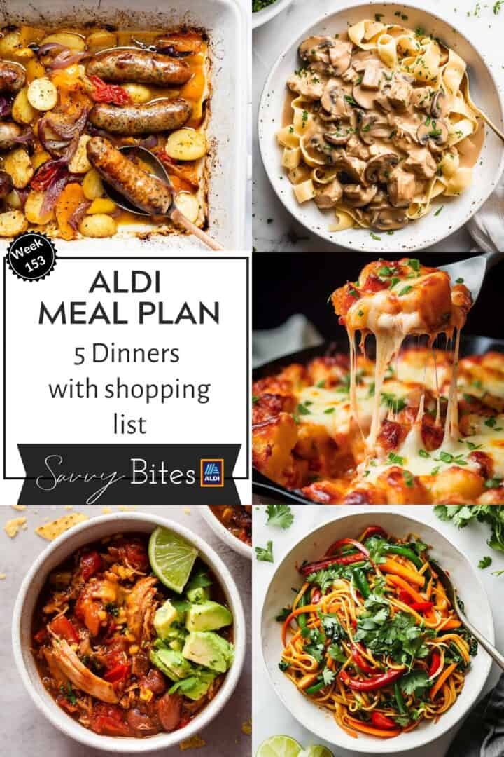 Aldi budget meal plan 153 photo collage.