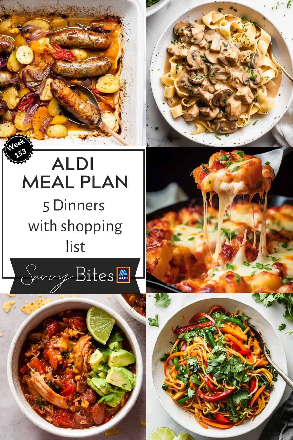 Aldi budget meal plan 153 photo collage.