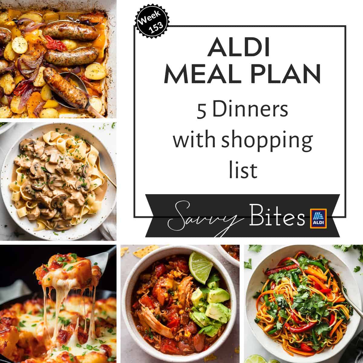 Aldi budget meal plan 153 photo collage.