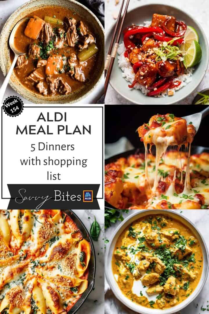 Easy Aldi budget meal plan photo collage.