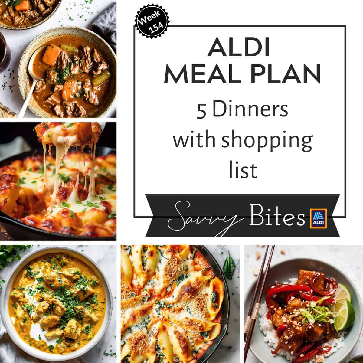 Easy Aldi budget meal plan photo collage.