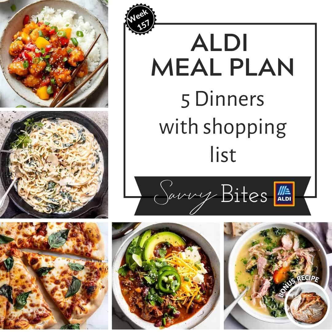 Aldi budget meal plan 157 photo collage.