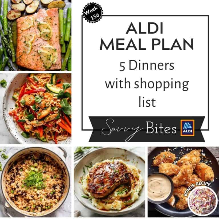 Aldi budget meal plan 156 recipe photo collage.
