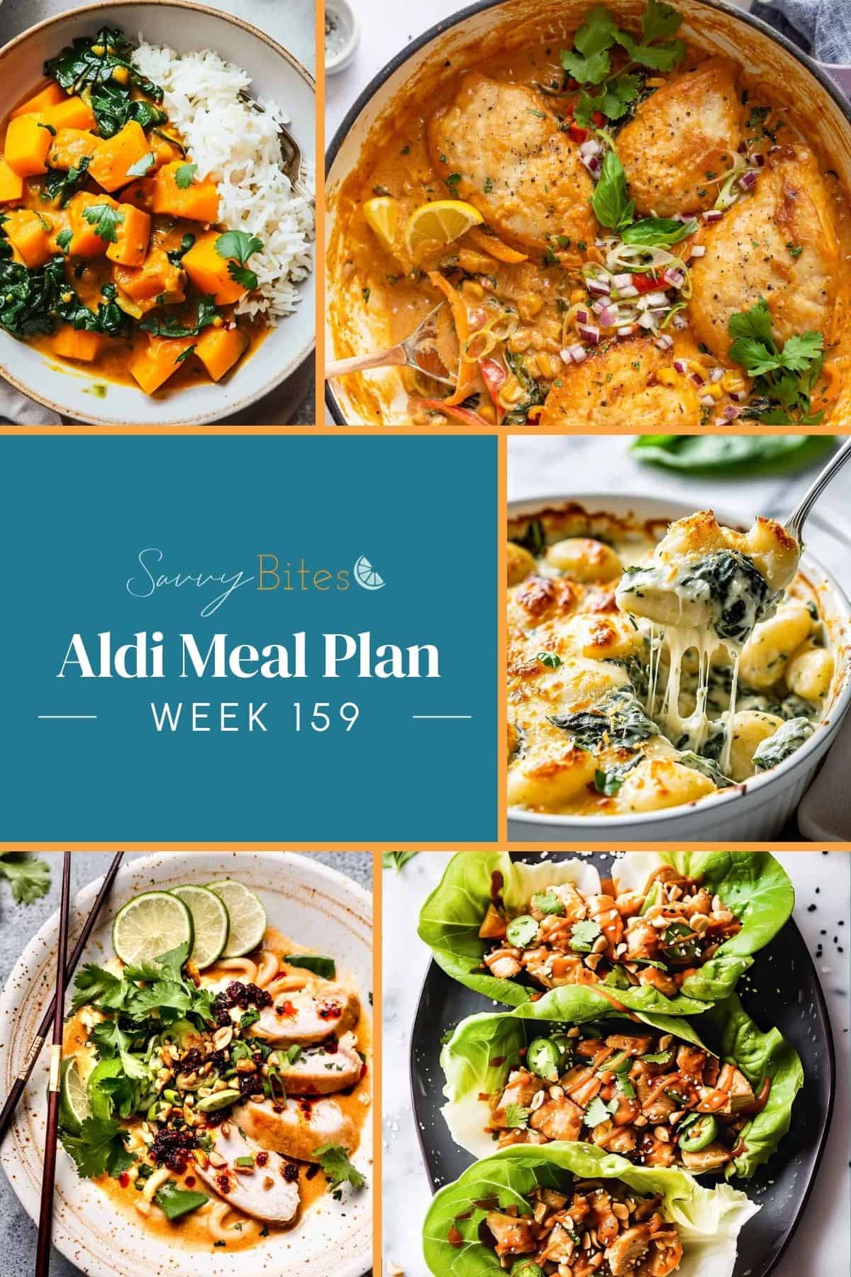 Aldi budget meal plan 159 photo collage.