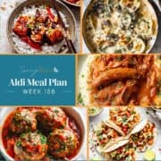 Aldi budget meal plan photo collage,