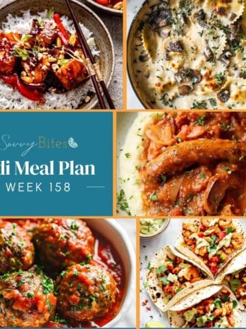 Aldi budget meal plan photo collage,