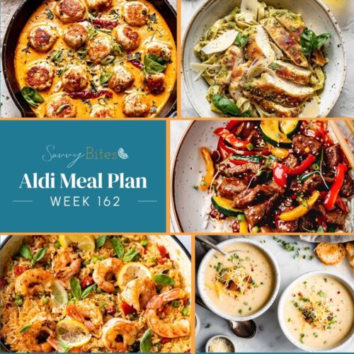 Aldi budget meal plan 162 recipe collage.