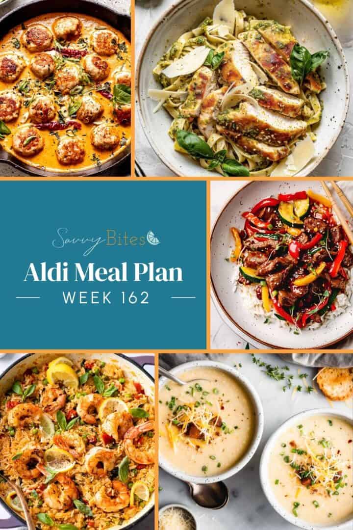 Aldi budget meal plan 162 recipe collage.