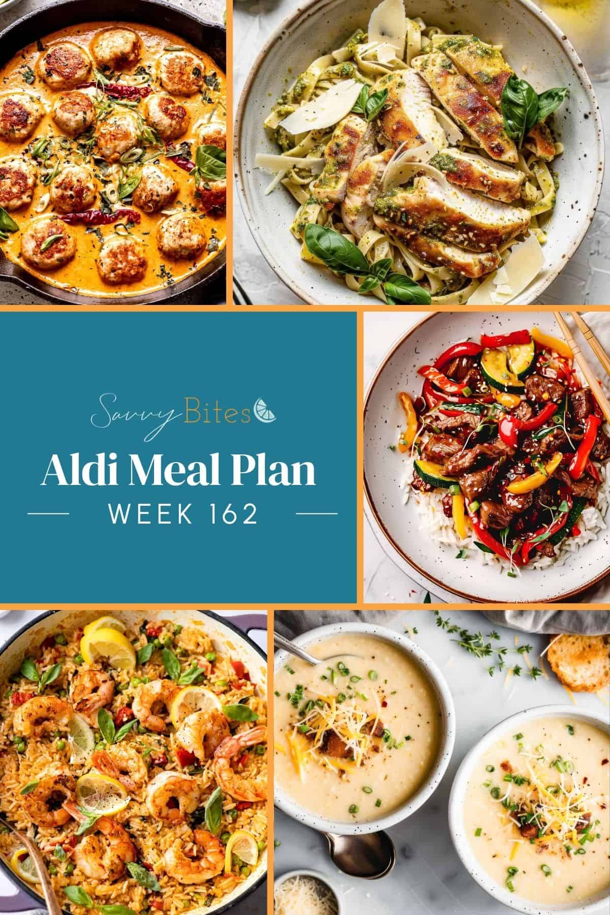 Aldi budget meal plan 162 recipe collage.