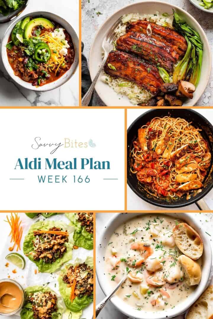 Aldi budget meal plan 166 photo collage.