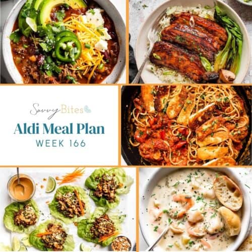 Aldi budget meal plan 166 photo collage.