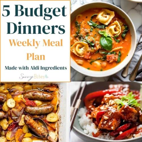 Aldi Budget meal plan photo collage.